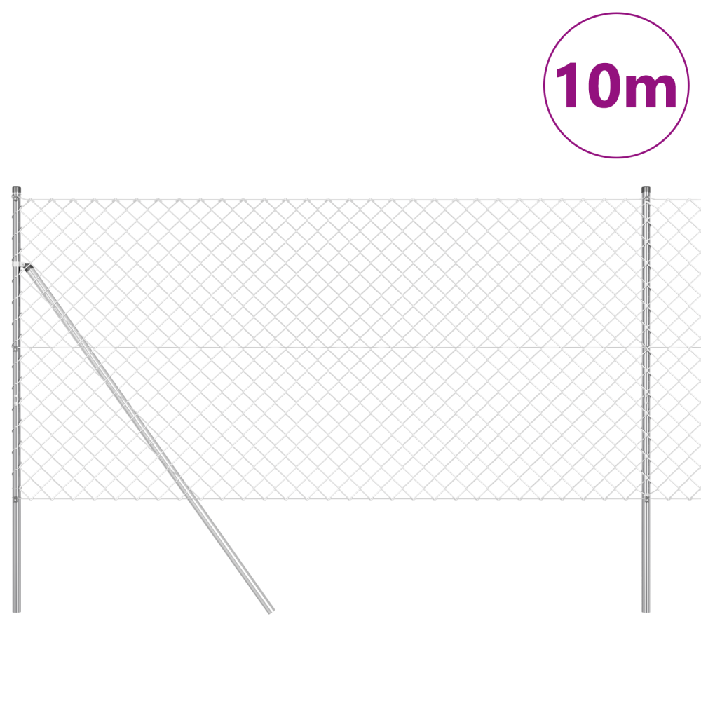 Produktbild för Utomhus kedjegjämnings staket markfäste 10 x 1 m Silver Mesh