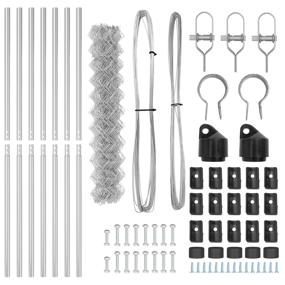 Produktbild för Utomhus kedjegjämnings staket markfäste 10 x 1 m Silver Mesh