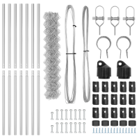 Produktbild för Utomhus kedjegjämnings staket markfäste 10 x 1 m Silver Mesh