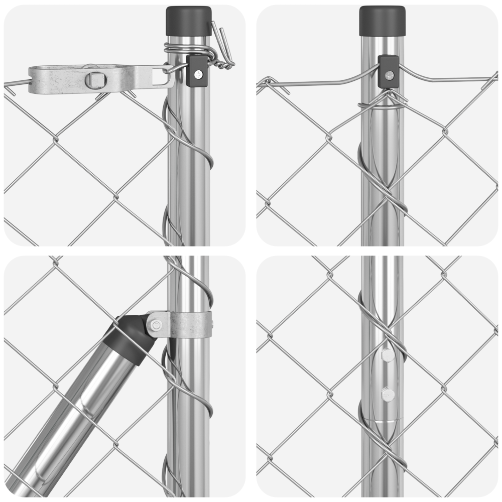 Produktbild för Utomhus kedjegjämnings staket markfäste 10 x 1 m Silver Mesh