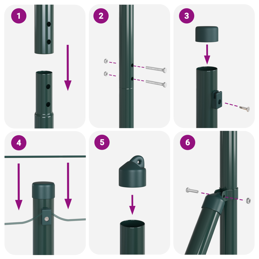 Produktbild för Utomhus kedjesträngsza med piggar 10 x 1,2 m PVC-belagda stål