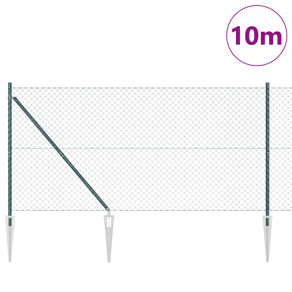 Produktbild för Utomhus kedjesträngsza med piggar 10 x 1,2 m PVC-belagda stål