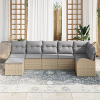 Produktbild för Soffset med kudde med lagring 7 pcs Beige konstrotting