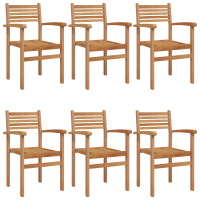 Produktbild för Stol 6 pcs Brun 56 x 55 x 90.5 cm Massivt teakträ