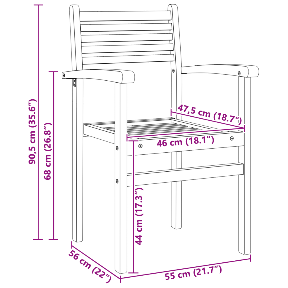 Produktbild för Stol 8 pcs Brun 56 x 55 x 90.5 cm Massivt teakträ