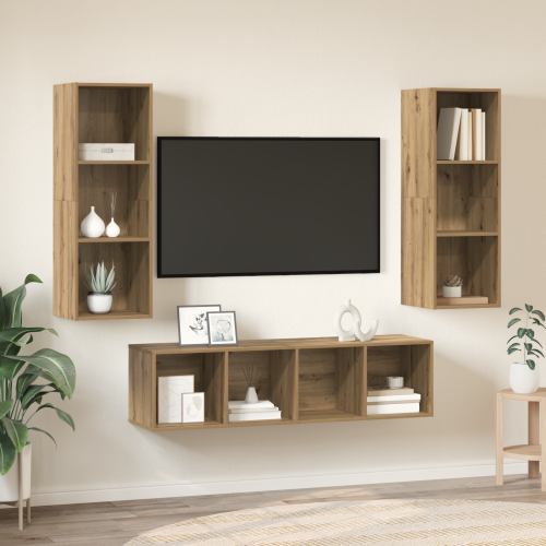 vidaXL TV-bänkset 3 pcs Artisan Ek Konstruerat trä