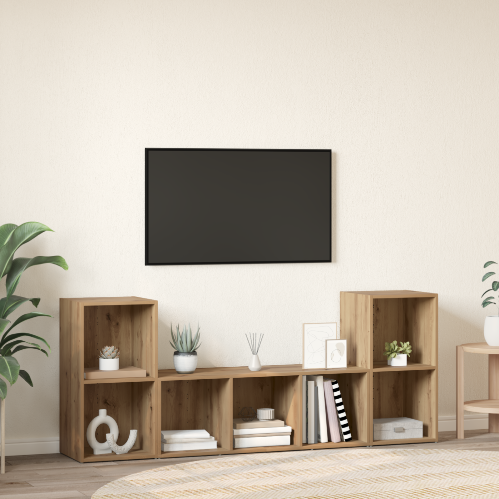Produktbild för TV-bänkset 3 pcs Brun Konstruerat trä