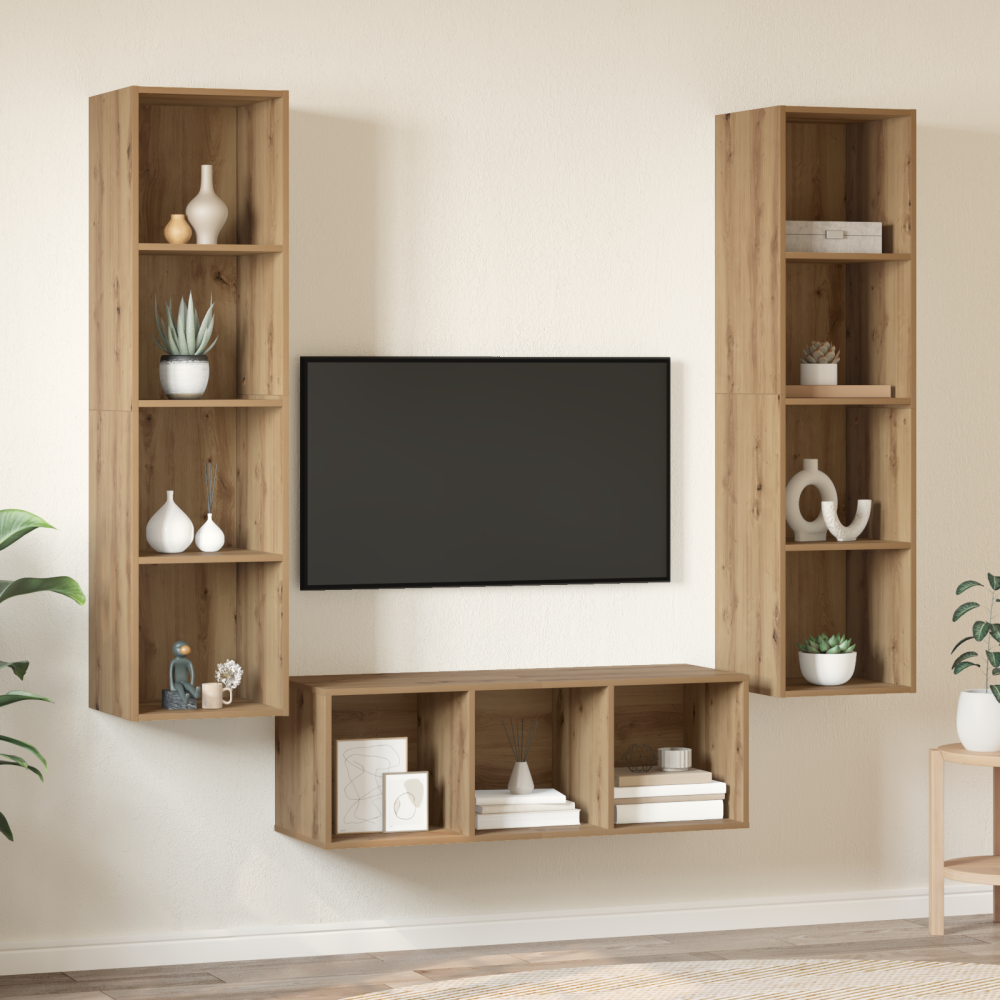 Produktbild för TV-bänkset 3 pcs Artisan Ek Konstruerat trä