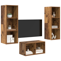 Produktbild för TV-bänkset Gammalt trä 37 x 37 x 107 cm Konstruerat trä