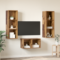 Produktbild för TV-bänkset Gammalt trä 37 x 37 x 107 cm Konstruerat trä