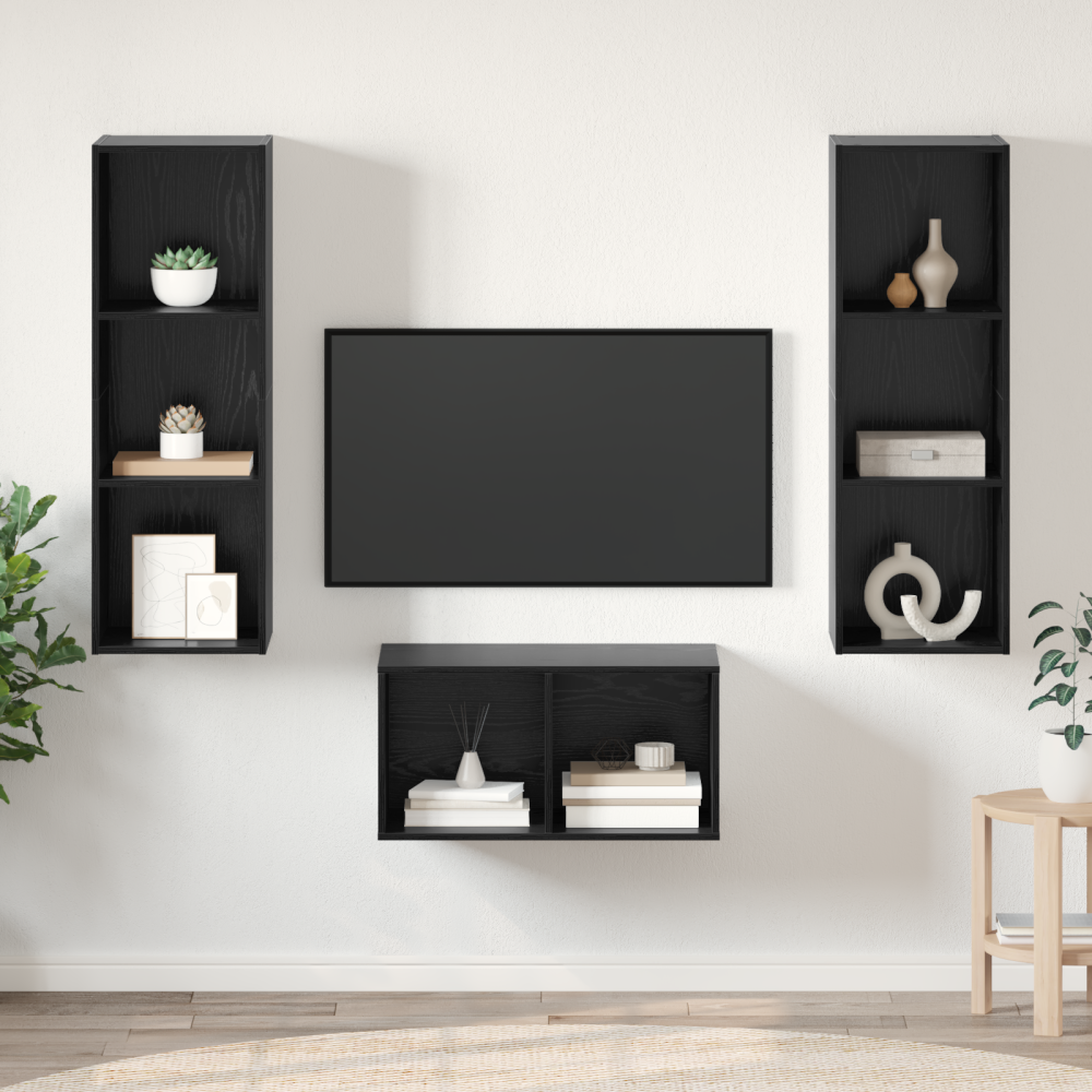 Produktbild för TV-bänkset Svart Ek 37 x 37 x 107 cm Konstruerat trä