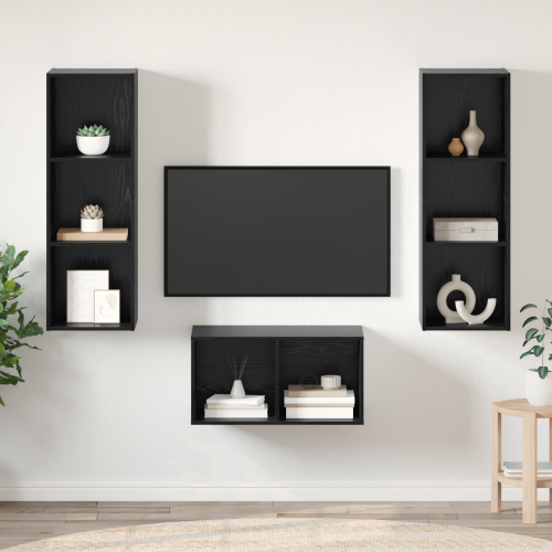 vidaXL TV-bänkset Svart Ek 37 x 37 x 107 cm Konstruerat trä