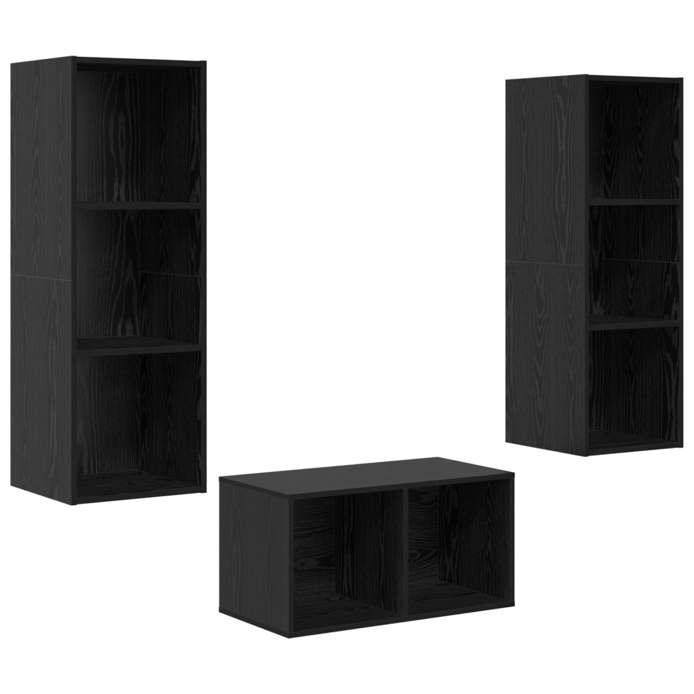 Produktbild för TV-bänkset Svart Ek 37 x 37 x 107 cm Konstruerat trä