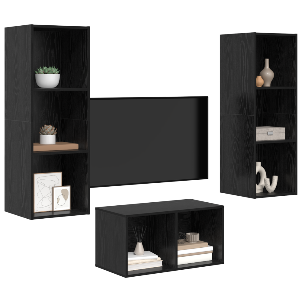 Produktbild för TV-bänkset Svart Ek 37 x 37 x 107 cm Konstruerat trä