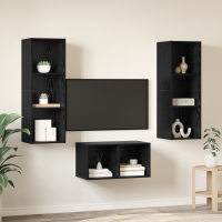 Produktbild för TV-bänkset Svart Ek 37 x 37 x 107 cm Konstruerat trä
