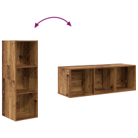 Produktbild för TV-bänkset Väggmonterad 3 pcs Gammalt trä Konstruerat trä