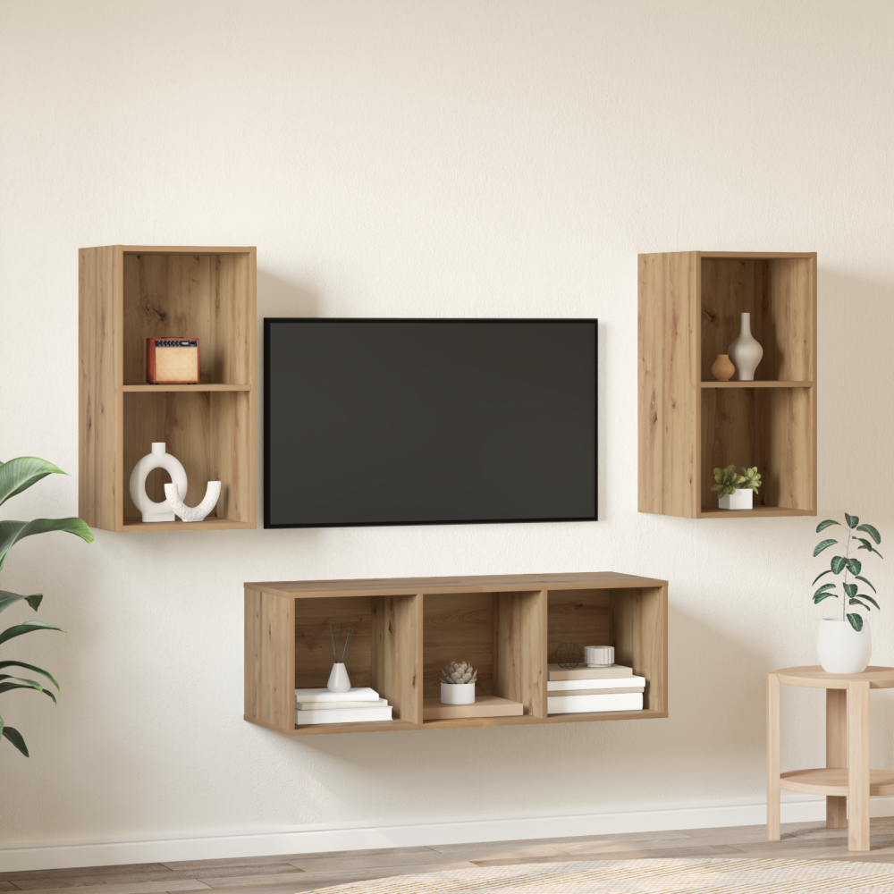 Produktbild för TV-bänkset 3 pcs Artisan Ek Konstruerat trä