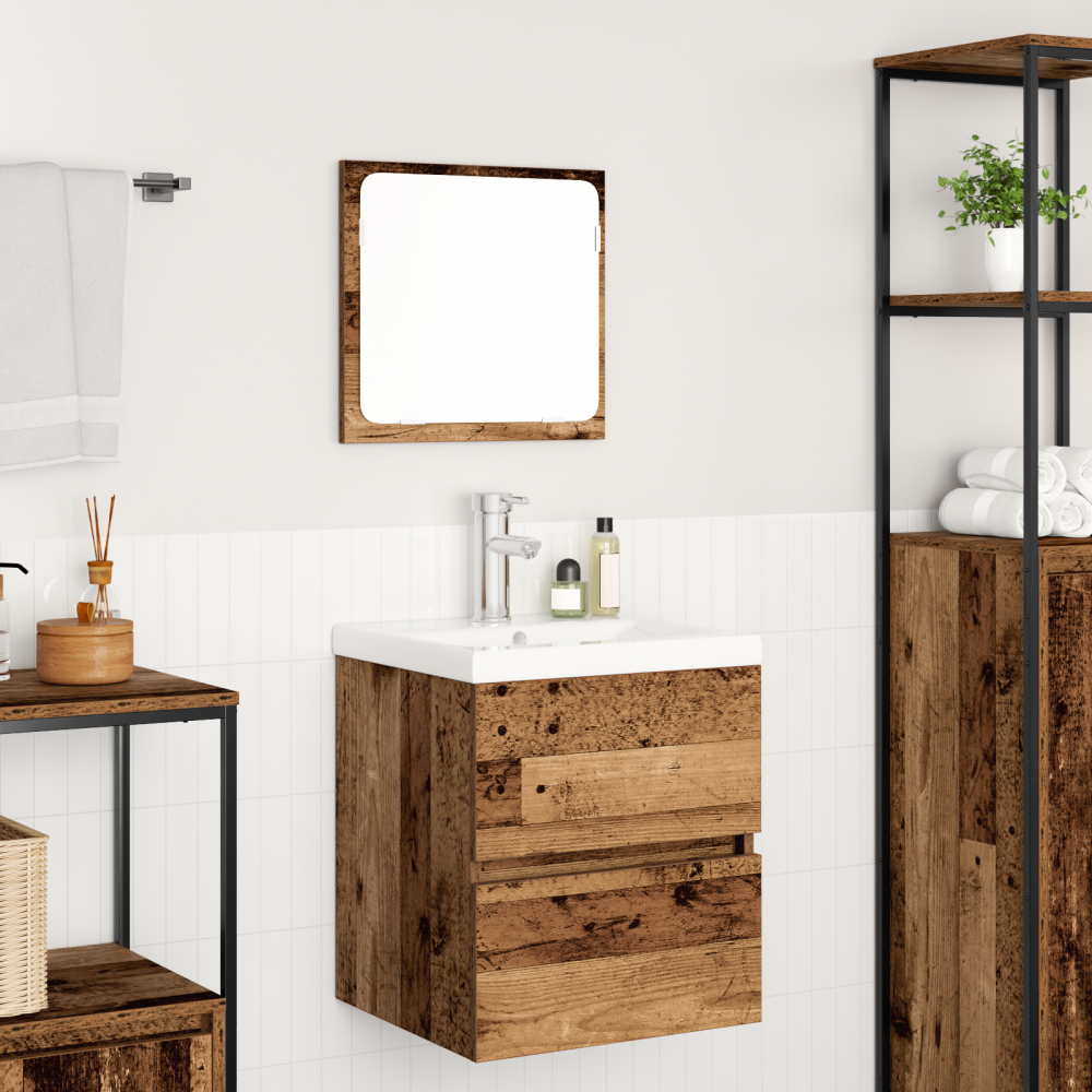 Produktbild för Badrumsmöbelset 2 pcs Gamla trä och vit Konstruerat trä