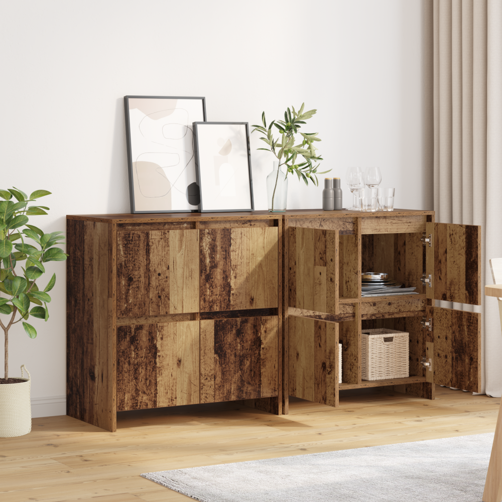 Produktbild för Skåp 2 pcs Gammalt trä 70 x 41 x 75 cm Konstruerat trä