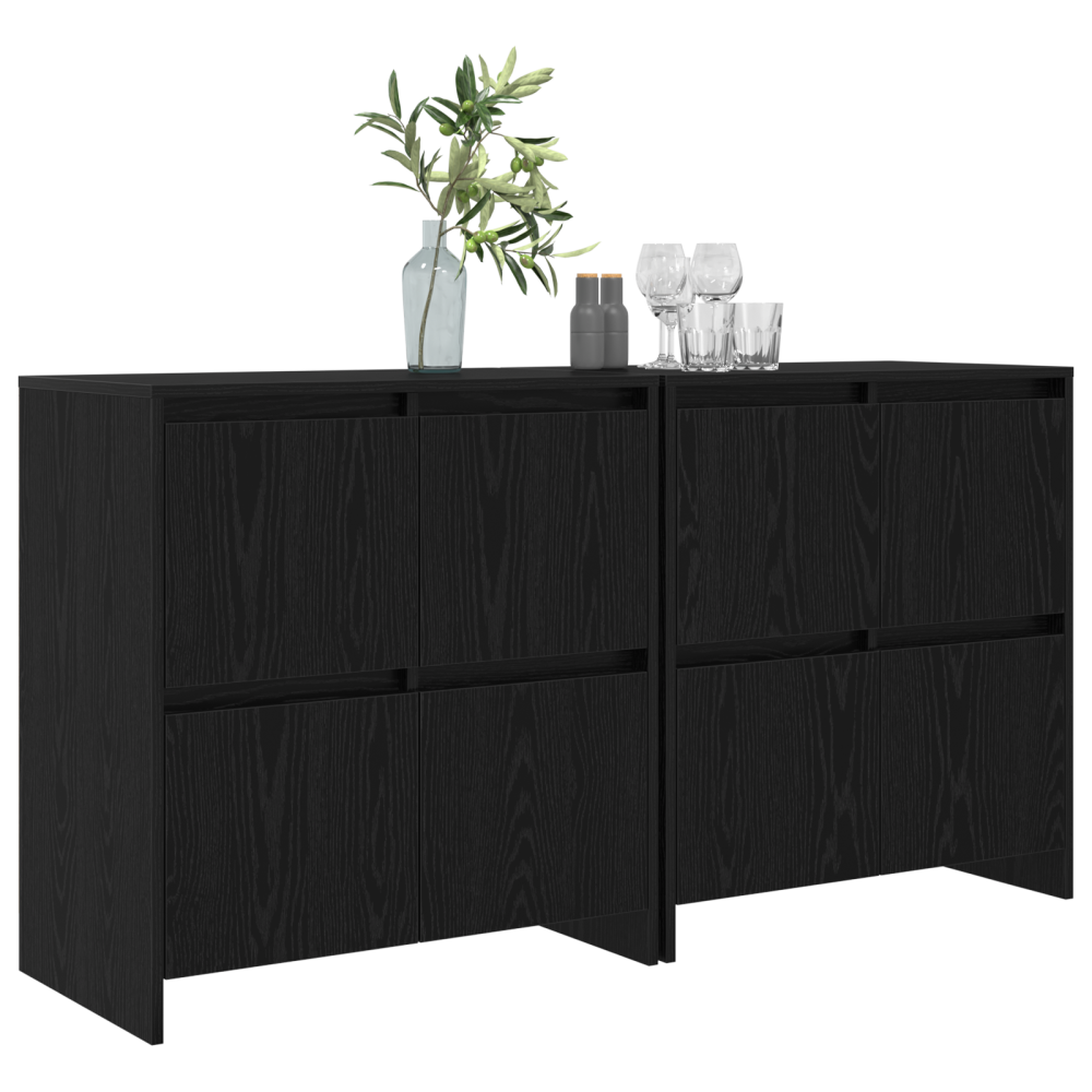 Produktbild för Skåp 2 pcs Svart ek 70 x 41 x 75 cm Konstruerat trä