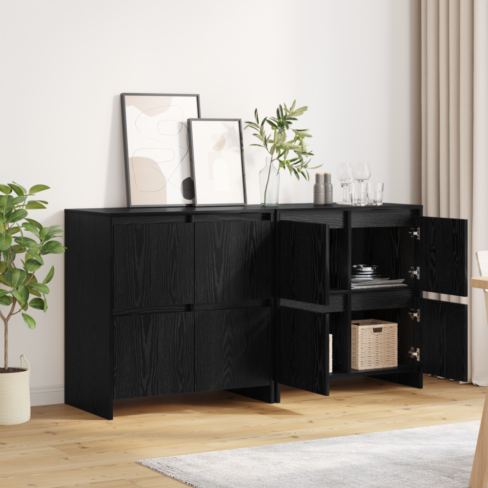Produktbild för Skåp 2 pcs Svart ek 70 x 41 x 75 cm Konstruerat trä