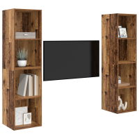 Produktbild för TV-bänkset 2 pcs Brun 37 x 37 x 142,5 cm Konstruerat trä