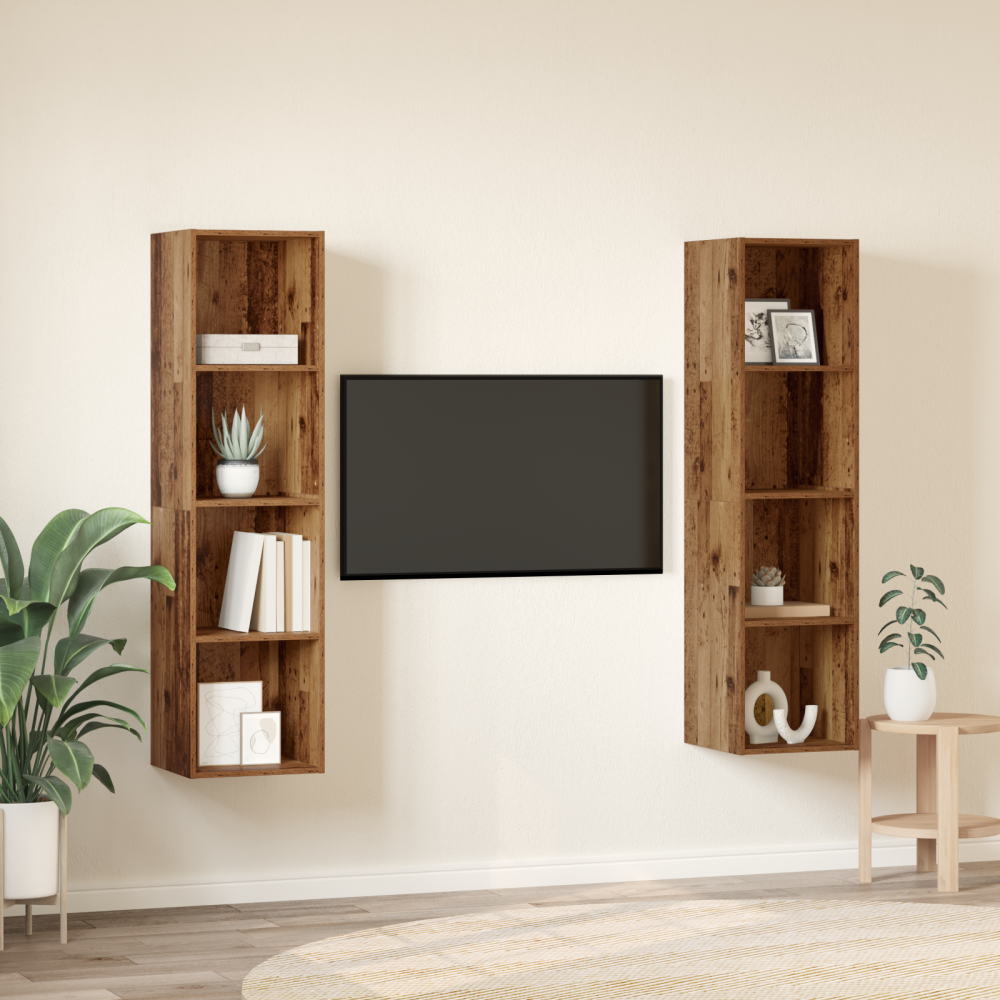 Produktbild för TV-bänkset 2 pcs Brun 37 x 37 x 142,5 cm Konstruerat trä
