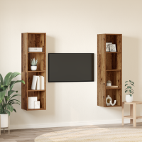 Produktbild för TV-bänkset 2 pcs Brun 37 x 37 x 142,5 cm Konstruerat trä