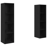 Produktbild för TV-bänkset 2 pcs Svart 37 x 37 x 142,5 cm Konstruerat trä