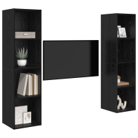 Produktbild för TV-bänkset 2 pcs Svart 37 x 37 x 142,5 cm Konstruerat trä
