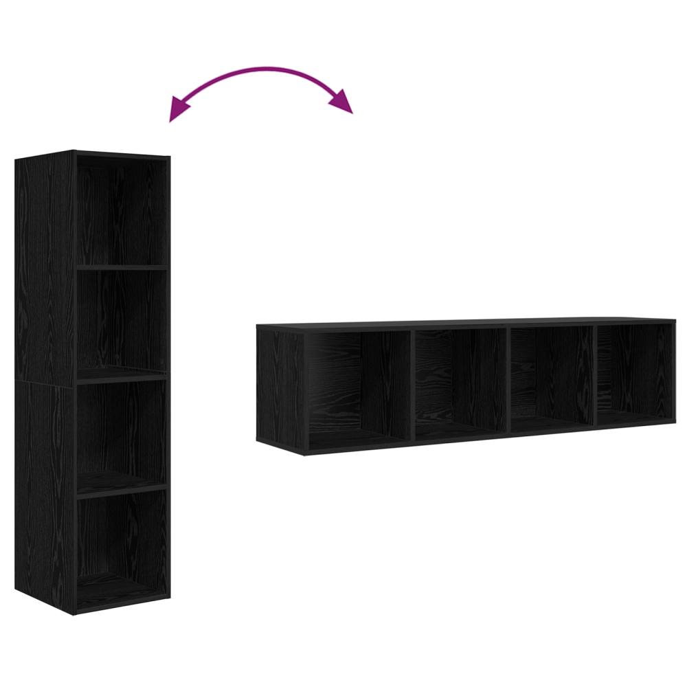 Produktbild för TV-bänkset 2 pcs Svart 37 x 37 x 142,5 cm Konstruerat trä