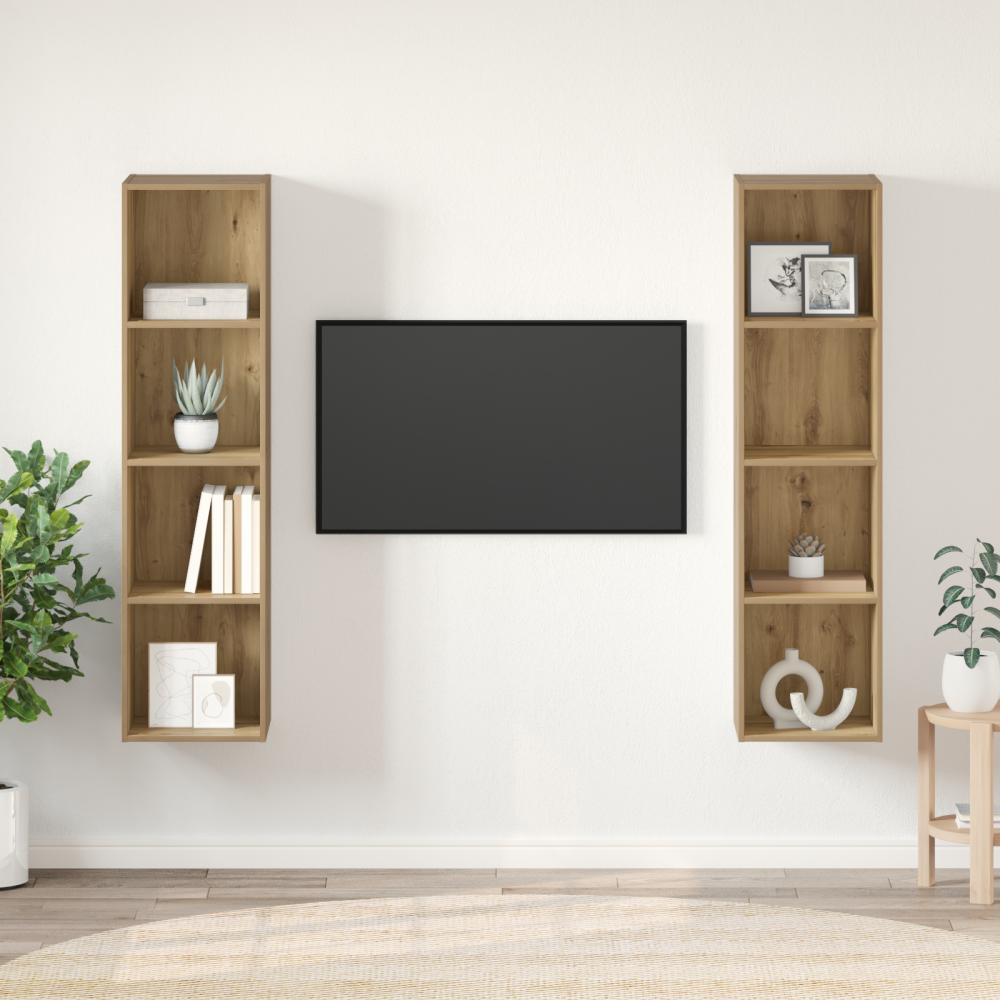 Produktbild för TV-bänkset 2 pcs Brun Konstruerat trä