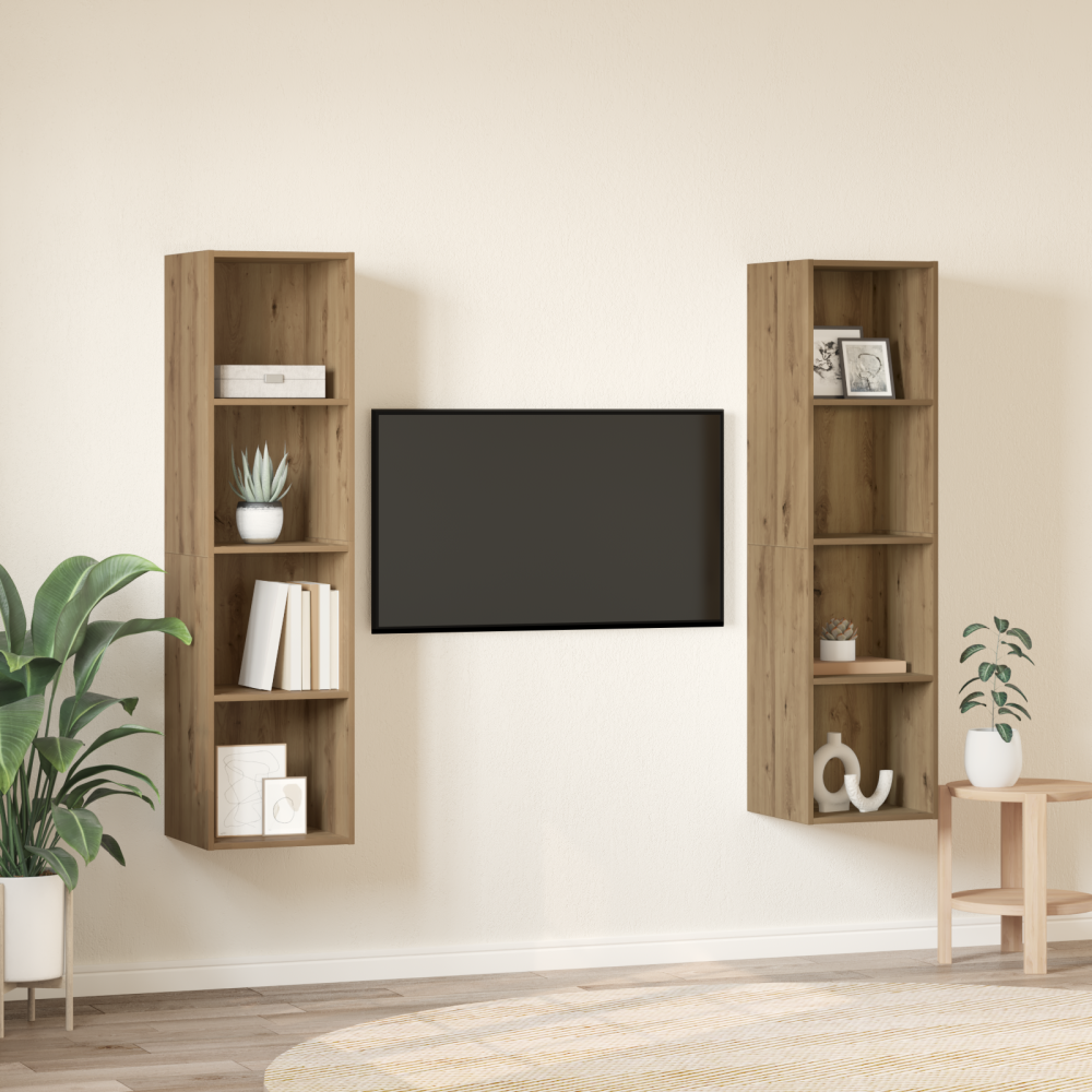 Produktbild för TV-bänkset 2 pcs Brun Konstruerat trä