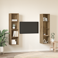 Produktbild för TV-bänkset 2 pcs Brun Konstruerat trä