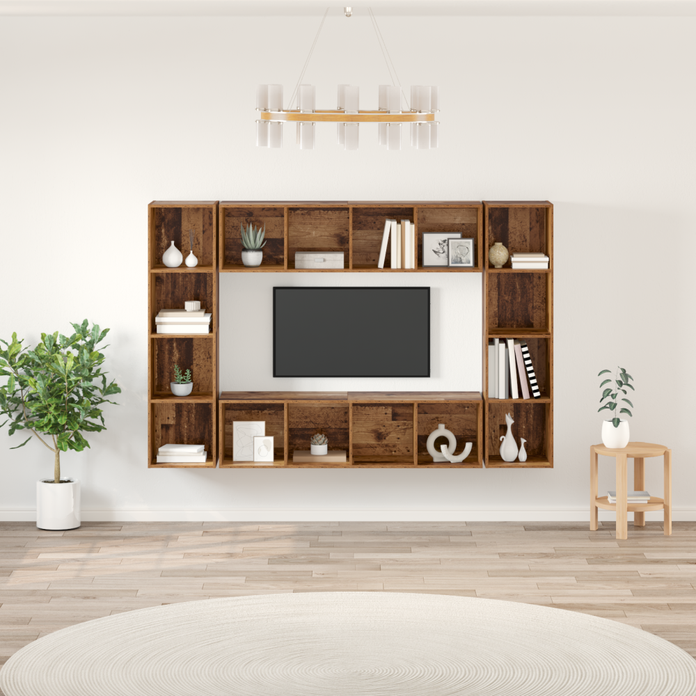 Produktbild för TV-bänkset 4 pcs Brun 37 x 37 x 142,5 cm Konstruerat trä