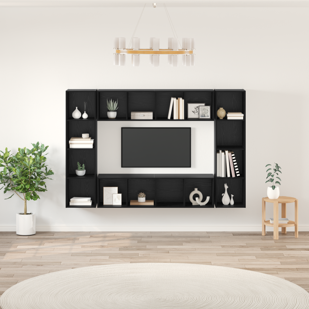 Produktbild för TV-bänkset 4 pcs Svart 37 x 37 x 142,5 cm Konstruerat trä