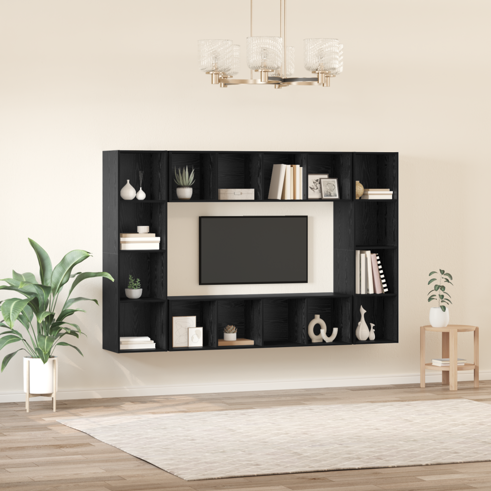 Produktbild för TV-bänkset 4 pcs Svart 37 x 37 x 142,5 cm Konstruerat trä