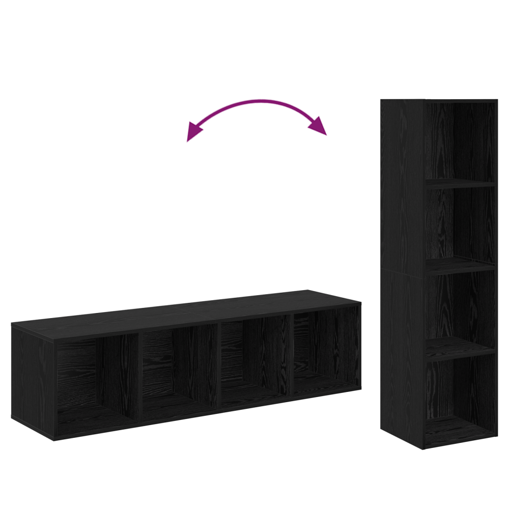 Produktbild för TV-bänkset 4 pcs Svart 37 x 37 x 142,5 cm Konstruerat trä