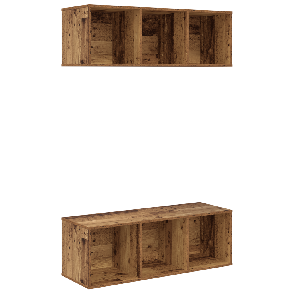 Produktbild för TV-bänkset 2 pcs Gammalt trä 37 x 37 x 107 cm Konstruerat trä