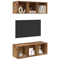 Produktbild för TV-bänkset 2 pcs Gammalt trä 37 x 37 x 107 cm Konstruerat trä