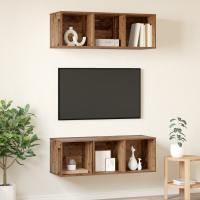 Produktbild för TV-bänkset 2 pcs Gammalt trä 37 x 37 x 107 cm Konstruerat trä