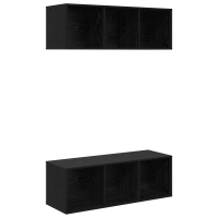 Produktbild för TV-bänkset 2 pcs Svart Ek 37 x 37 x 107 cm Konstruerat trä
