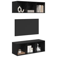 Produktbild för TV-bänkset 2 pcs Svart Ek 37 x 37 x 107 cm Konstruerat trä