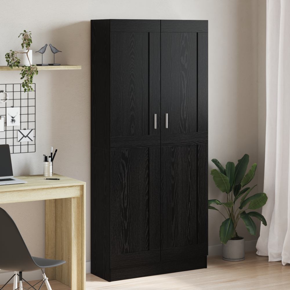 Produktbild för Bokskåp Svart Ek 82,5 x 30,5 x 185 cm Konstruerat trä