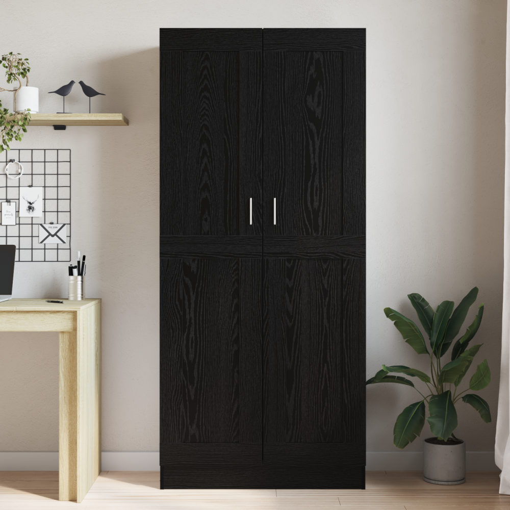 Produktbild för Bokskåp Svart Ek 82,5 x 30,5 x 185 cm Konstruerat trä