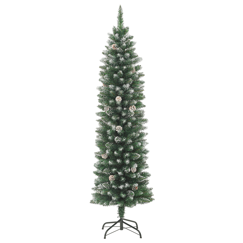 Produktbild för Konstgjort smalt julträd med 300 LED-lampor Grön och Vit 210 cm