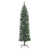 Produktbild för Konstgjort smalt julträd med 300 LED-lampor Grön och Vit 210 cm