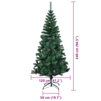 Produktbild för Konstgjord Förbelyst Julgran Grön 240 cm PVC och metall