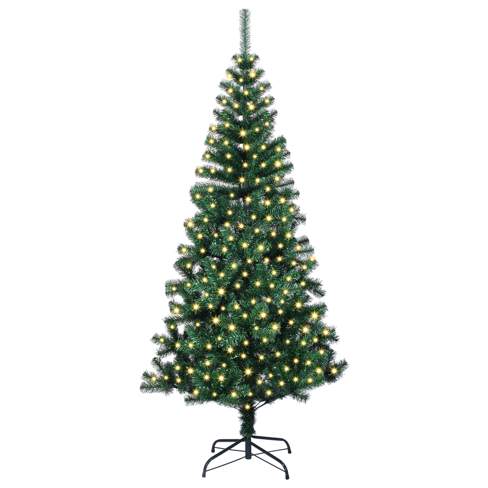 Produktbild för Konstgjord Förbelyst Julgran Grön 240 cm PVC och metall