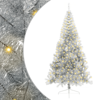 Produktbild för Konstgjord Förbelyst Julgran Silver 240 cm PET